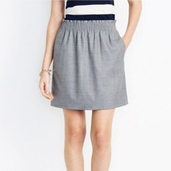 𝅺J. CREW Paperbag Wool Blend Mini Skirt Gray - Picture 1 of 10